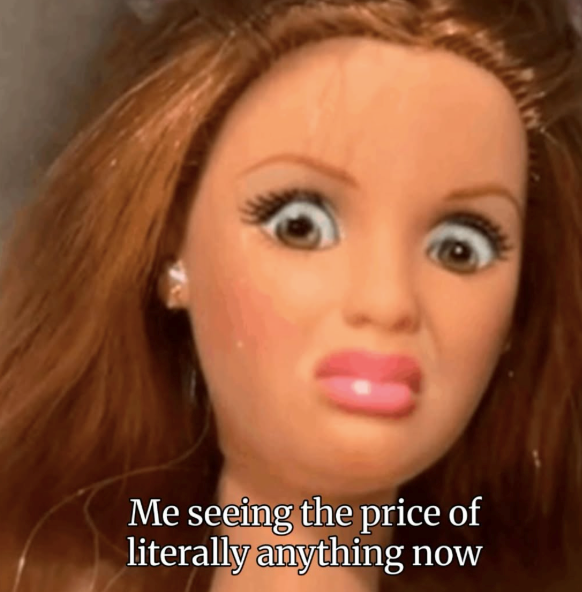 Me seeing the price of literally anything now