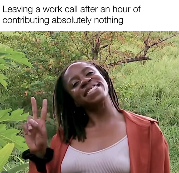 Leaving a work call after an hour of contributing absolutely nothing HBALL