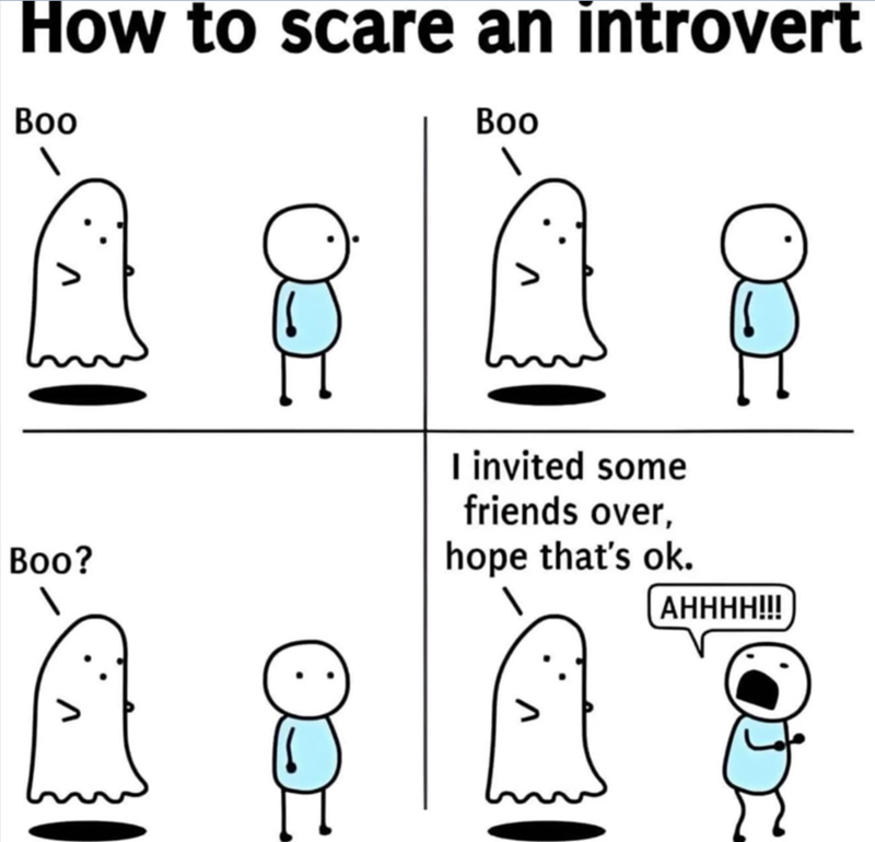 How to scare an introvert Boo Boo Boo? I invited some friends over, hope that's ok. AHHHH!!!
