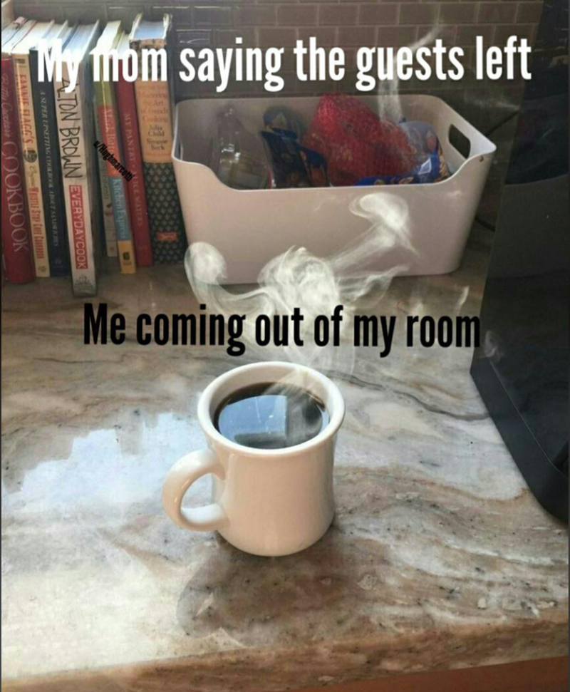 My mom saying the guests left the Art Frede orking MY PANTRY Heghmarcetti hen Express Kitchen TON BROWN EVERYDAYCOOK LEANNIE FLAGG'S WHISTLE STAP CAFE CON COOKBOOK Me coming out of my room