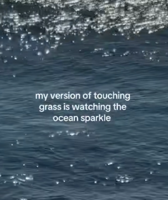 my version of touching grass is watching the ocean sparkle