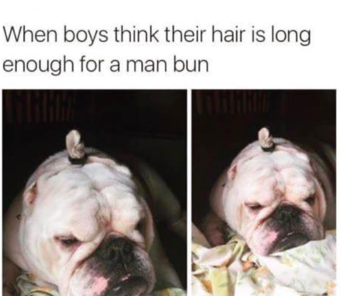 When boys think their hair is long enough for a man bun