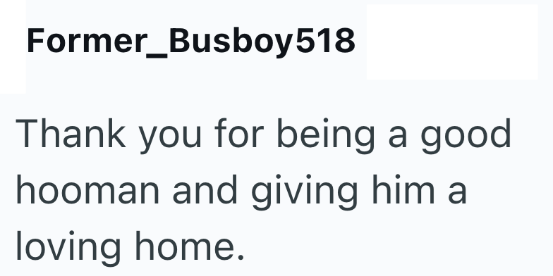 Former_Busboy518 Thank you for being a good hooman and giving him a loving home.