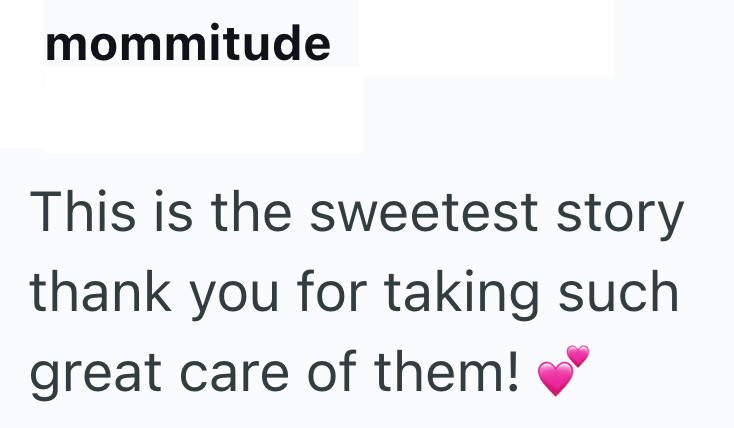 mommitude This is the sweetest story thank you for taking such great care of them!