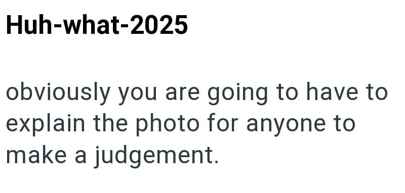Huh-what-2025 obviously you are going to have to explain the photo for anyone to make a judgement.