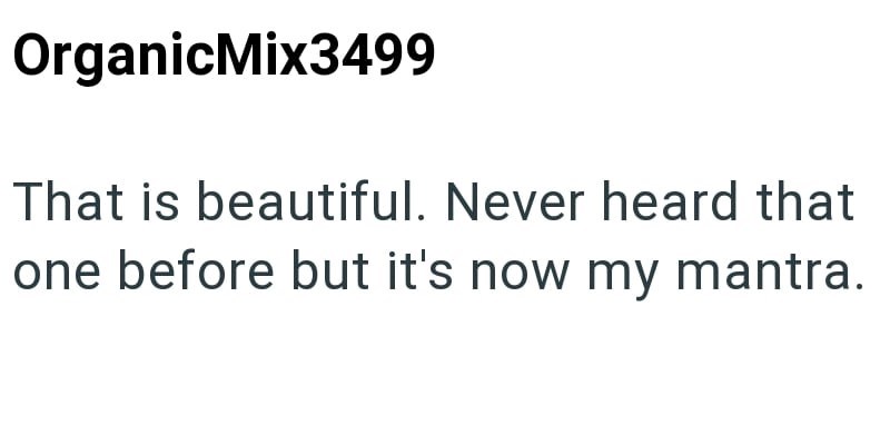 OrganicMix3499 That is beautiful. Never heard that one before but it's now my mantra.