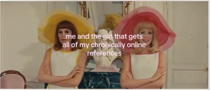 me and the girl that gets all of my chronically online references