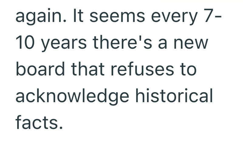 again. It seems every 7- 10 years there's a new board that refuses to acknowledge historical facts.