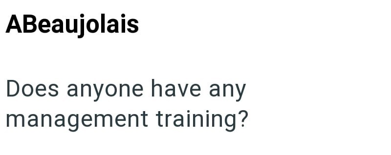 ABeaujolais Does anyone have any management training?