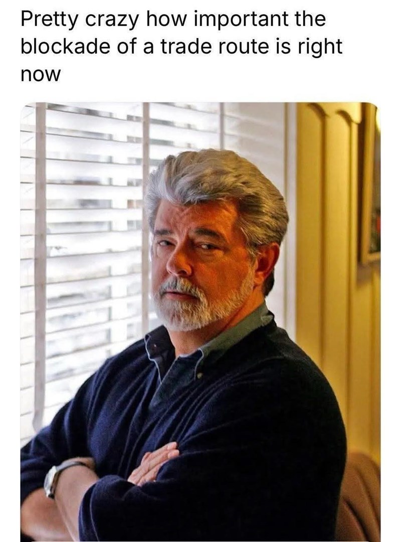 Pretty crazy how important the blockade of a trade route is right now