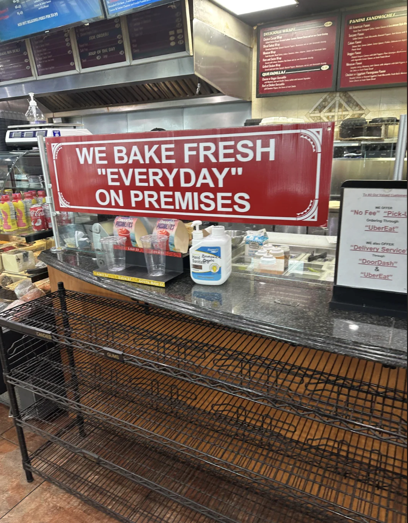 BOS DEALE 5548 NOS IT DELICIONS FREES FOR $3.99 FIDE ORDERS JOUP OF THE DAY 80 DELICIOUS WRAPI. QUESADILLAS WE BAKE FRESH "EVERYDAY" ON PREMISES POSSIBLITIES PAPULITES PANINI SANDWICHES All American Patos WE OFFER "No Fee" "Pick- Ordering Through "UberEat" WE also OFFER "Delivery Service "DoorDash "UberEat"