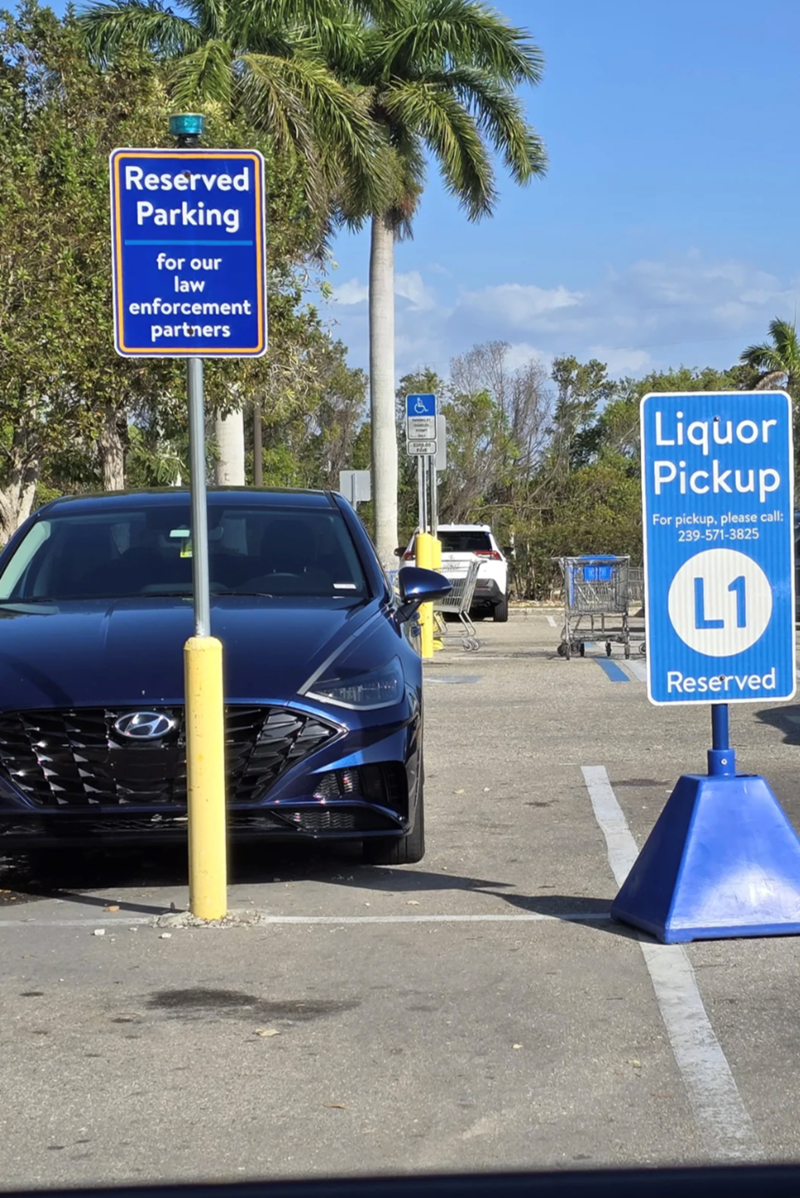 Reserved Parking for our law enforcement partners Liquor Pickup For pickup, please call: 239-571-3825 L1 Reserved