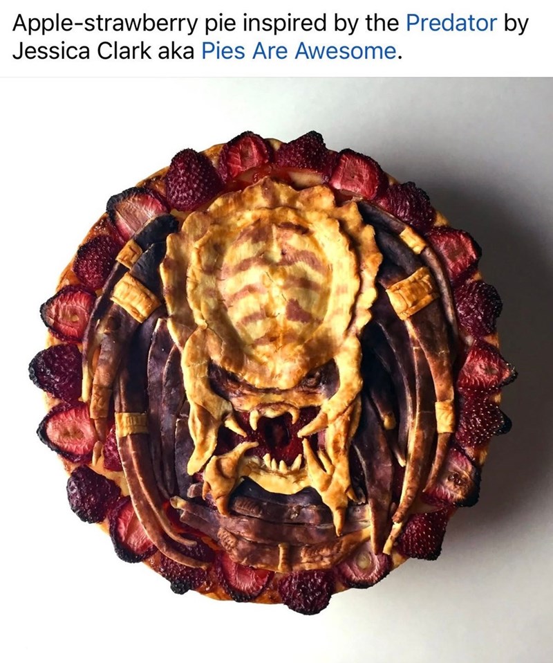 Apple-strawberry pie inspired by the Predator by Jessica Clark aka Pies Are Awesome. Wim