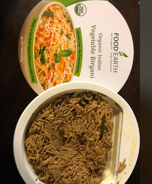 USDA ORGANIC FOOD EARTH eat organic stay fantastic Organic Indian Vegetable Biryani Gluten Free - No Preservatives Ready to Eat Shelf Stable Microwavable Tray NET WT.7.93 OZ (225g)