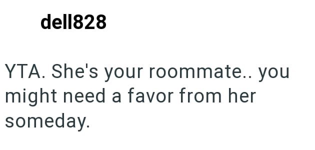 dell828 YTA. She's your roommate.. you might need a favor from her someday.