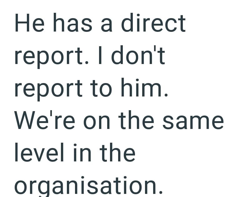 He has a direct report. I don't report to him. We're on the same level in the organisation