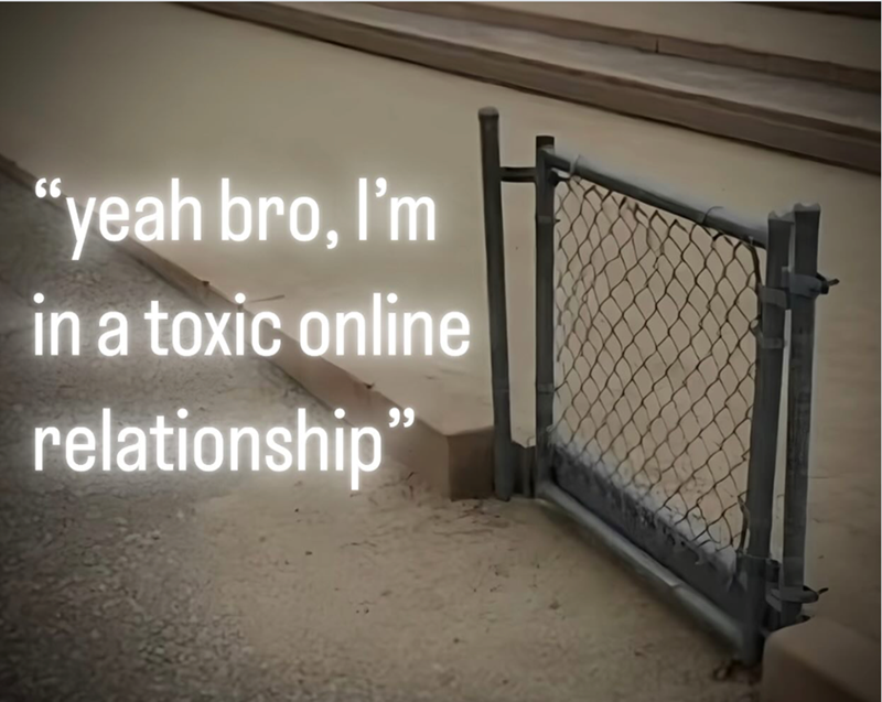 "yeah bro, I'm in a toxic online relationship"
