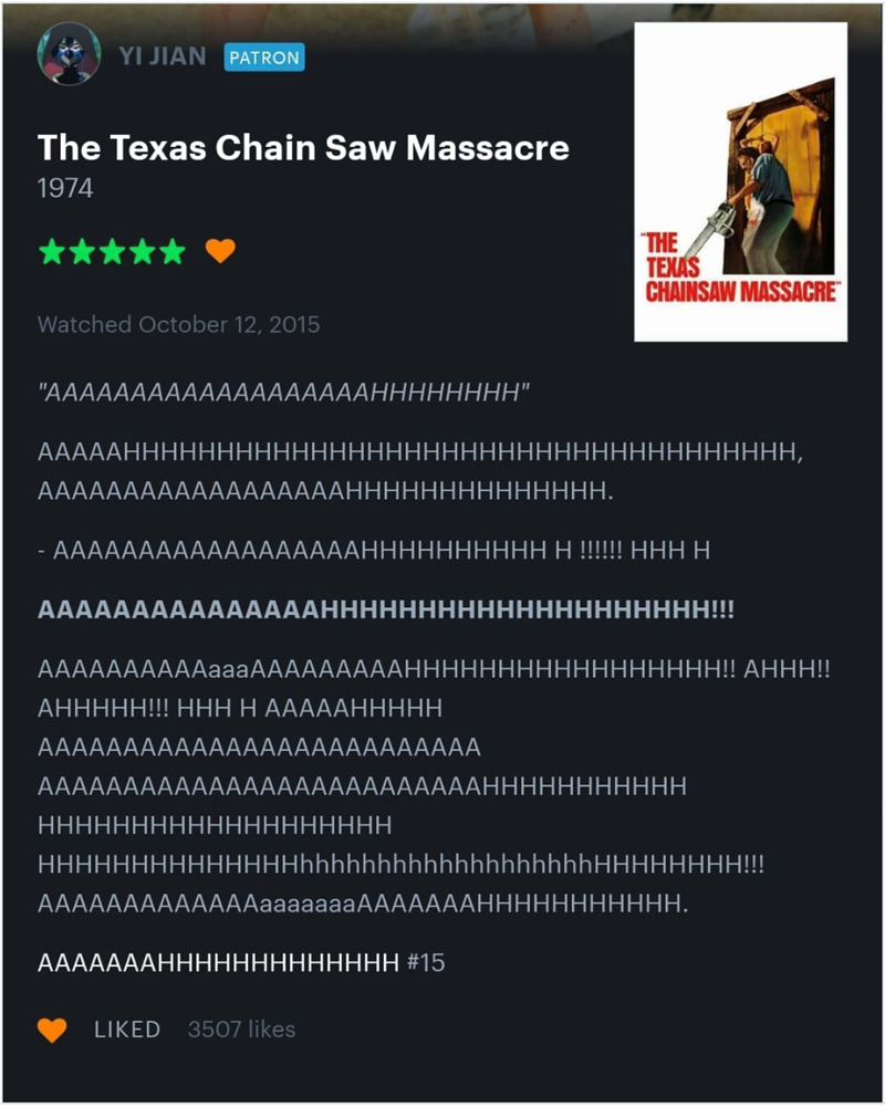 YI JIAN PATRON The Texas Chain Saw Massacre 1974 "THE TEXAS CHAINSAW MASSACRE™ Watched October 12, 2015 "AAAAAAA 4AAAHHHHHННН" АААААННННHHHHHHHHHHHHHHHHHHHHHHHHHHНННННН, AAAAAAAAAААААААААА́НННННННННННННН. ·AAAAAAAAAA ААААААНННННННННН Н !!!!!! ННН Н АААААААААААААААННННннннннннннНННННН!!! АННННН!!! HHH H AAAAAHHHHH AAAAAAAAAAAAAAAAAAAAAAAAAA ННННННННННННННҺҺҺҺҺҺҺҺҺҺҺҺҺҺҺҺҺҺҺНННННННН!!! АААААААННННННННННННН #15 LIKED 3507 likes