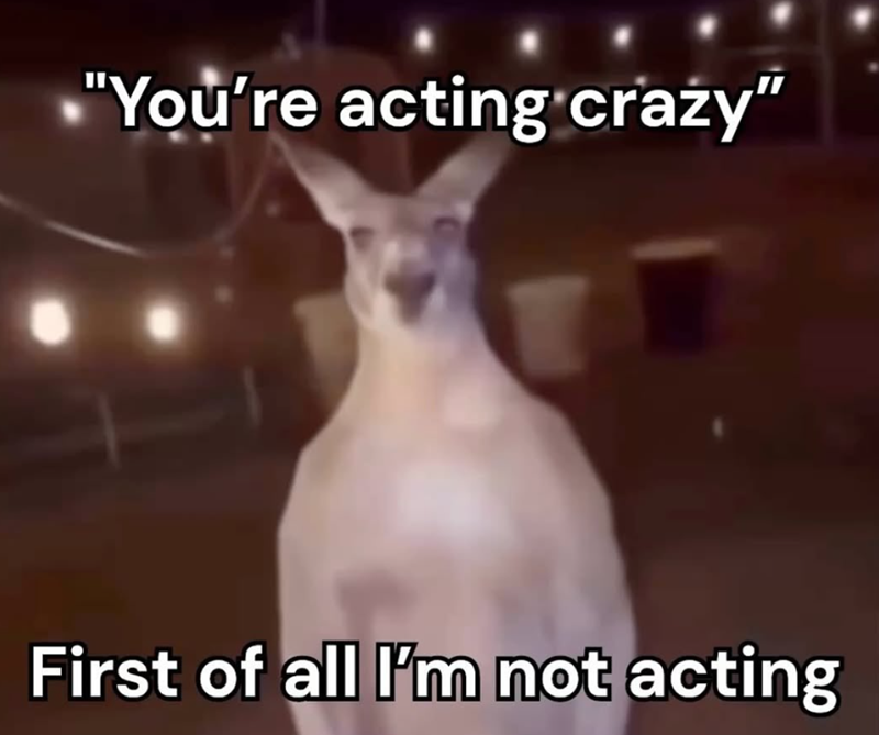 "You're acting crazy" First of all I'm not acting