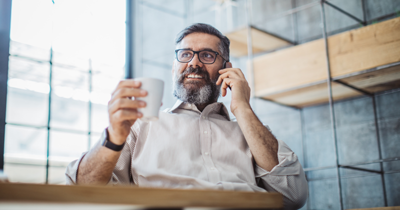 Businessman talking to a client on the phone