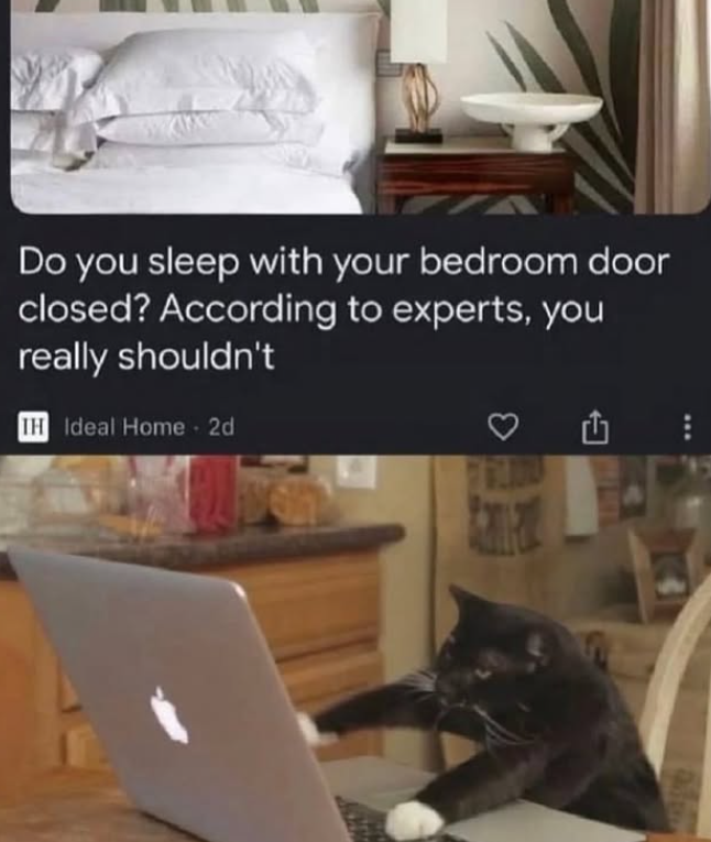 Do you sleep with your bedroom door closed? According to experts, you really shouldn't TH Ideal Home. 2d 1 Rama