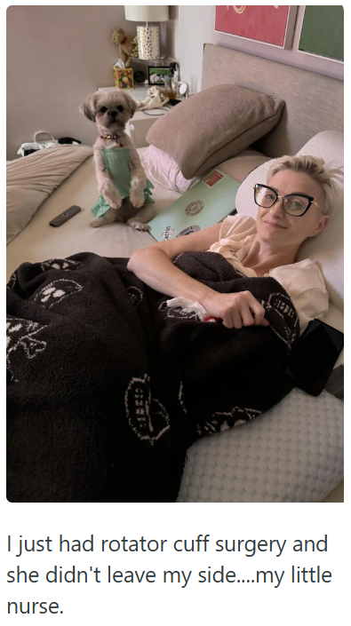 I just had rotator cuff surgery and she didn't leave my side....my little nurse.