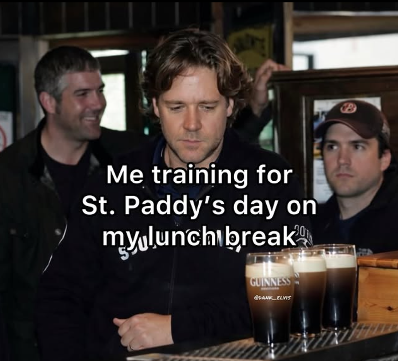 Me training for St. Paddy's day on my lunch break GUINNESS DANK ELVIS e