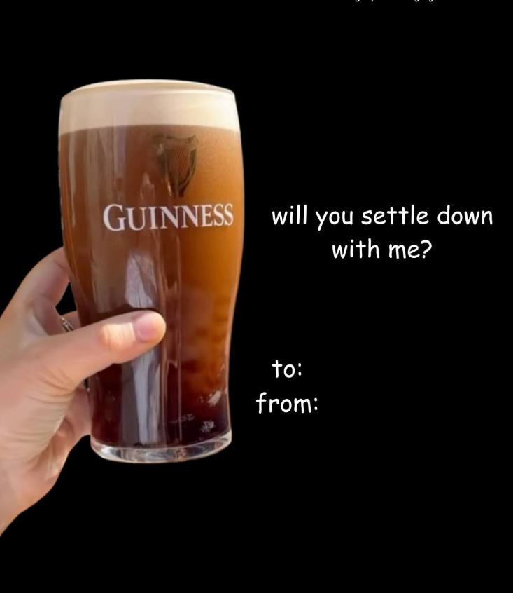 GUINNESS will you settle down with me? to: from: