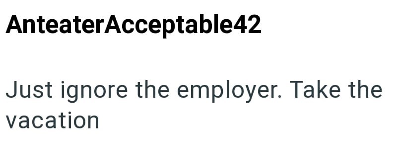 AnteaterAcceptable42 Just ignore the employer. Take the vacation
