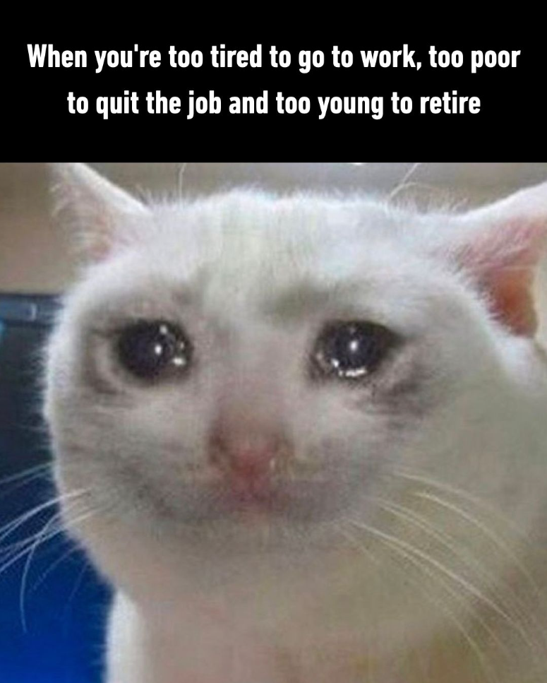 When you're too tired to go to work, too poor to quit the job and too young to retire