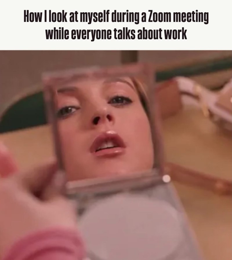 How I look at myself during a Zoom meeting while everyone talks about work