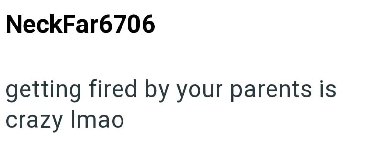 NeckFar6706 getting fired by your parents is crazy Imao