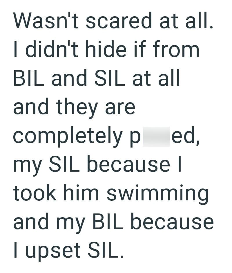 Wasn't scared at all. I didn't hide if from BIL and SIL at all and they are completely ped, my SIL because I took him swimming and my BIL because I upset SIL.