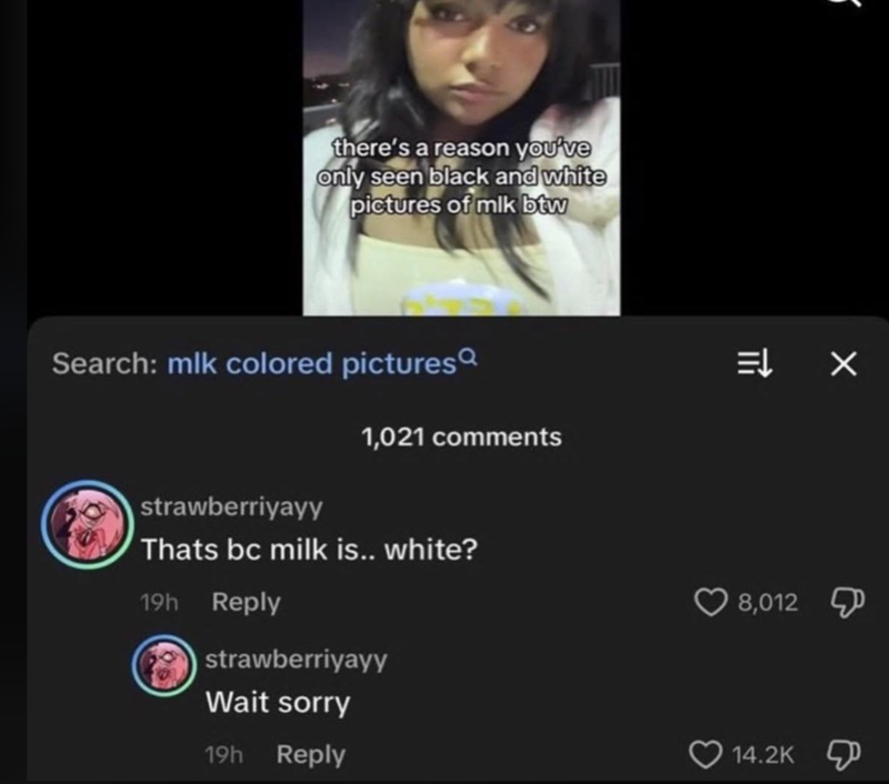 there's a reason you've only seen black and white pictures of mlk btw Search: mlk colored pictures 1,021 comments strawberriyayy Thats bc milk is.. white? 19h Reply strawberriyayy Wait sorry 19h Reply = X 8,012 14.2K