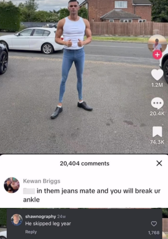 + 1.2M 20.4K 74.3K Kewan Briggs 20,404 comments in them jeans mate and you will break ur ankle shawnography 24w He skipped leg year Reply 1,768