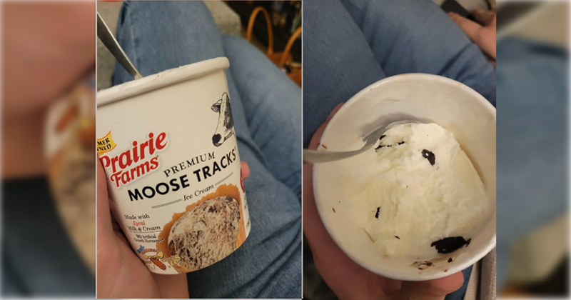 MER NED Prairie Farms PREMIUM MOOSE TRACKS Made with focal Milk & Cream NO Artificial Wormen Ice Cream