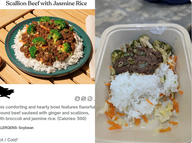 Scallion Beef with Jasmine Rice his comforting and hearty bowl features flavorful round beef sauteed with ginger and scallions, ith broccoli and jasmine rice. (Calories: 500) _LERGENS: Soybean ot/Cold*
