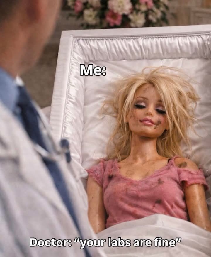 Me: Doctor: "your labs are fine"