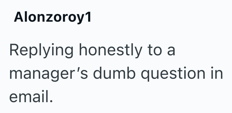 Alonzoroy1 Replying honestly to a manager's dumb question in email.