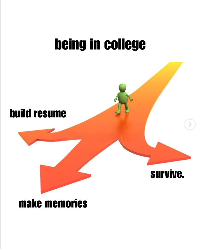 being in college build resume make memories survive.