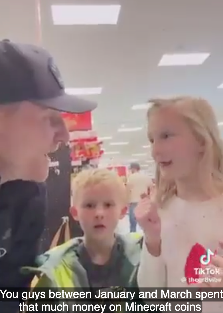 Tik Tok thegrBuite You guys between January and March spent that much money on Minecraft coins