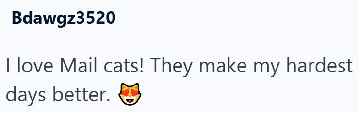 Bdawgz3520 I love Mail cats! They make my hardest days better.