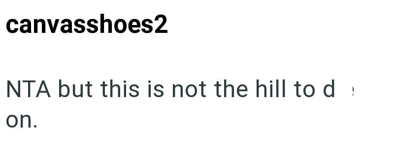 canvasshoes2 NTA but this is not the hill to d on.