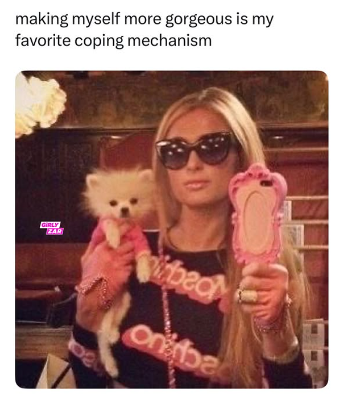 making myself more gorgeous is my favorite coping mechanism GIRLY ZAR ibed onba