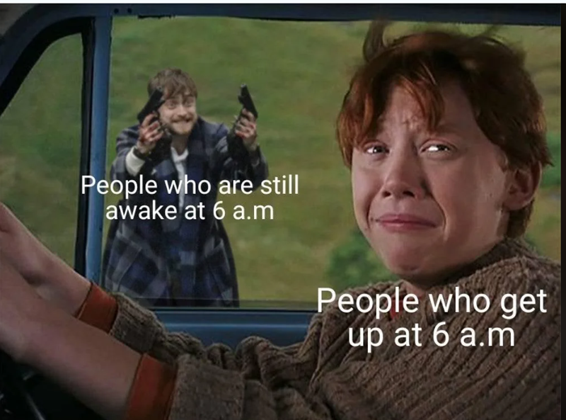 People who are still awake at 6 a.m People who get up at 6 a.m