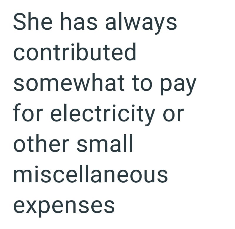 She has always contributed somewhat to pay for electricity or other small miscellaneous expenses