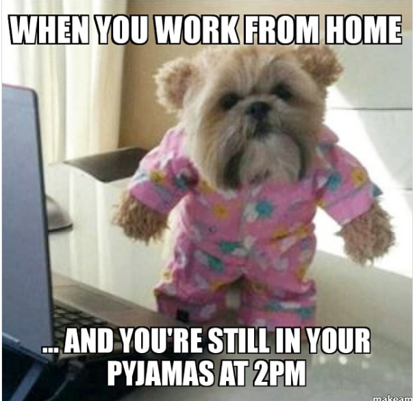 WHEN YOU WORK FROM HOME ...AND YOU'RE STILL IN YOUR PYJAMAS AT 2PM makeam