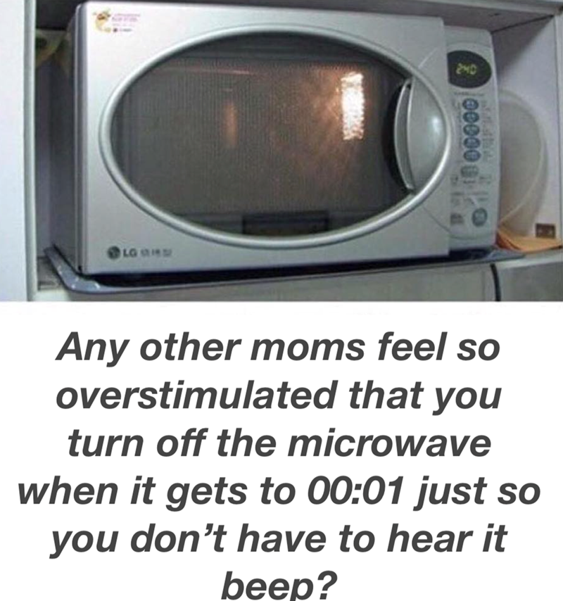 LG 51SD 2000000 Any other moms feel so overstimulated that you turn off the microwave when it gets to 00:01 just so you don't have to hear it beep?