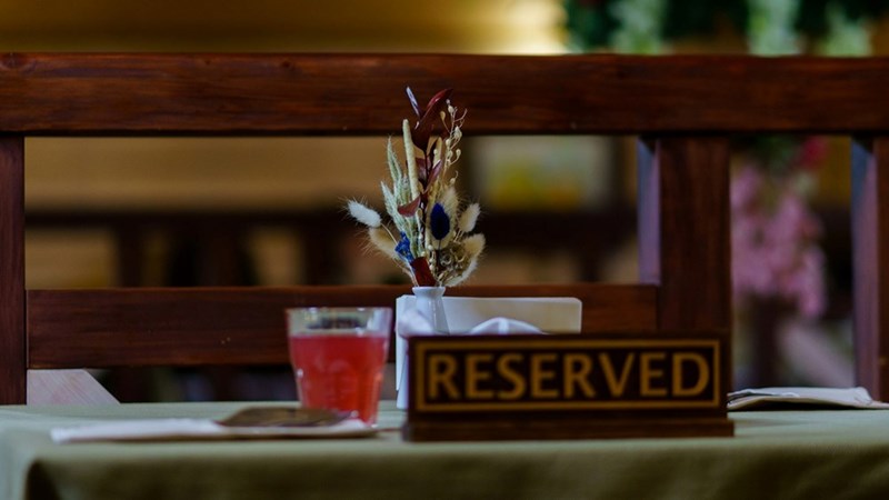 A reserved table at a restaurant