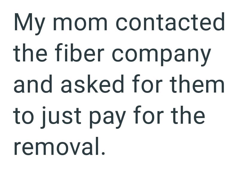 My mom contacted the fiber company and asked for them to just pay for the removal.